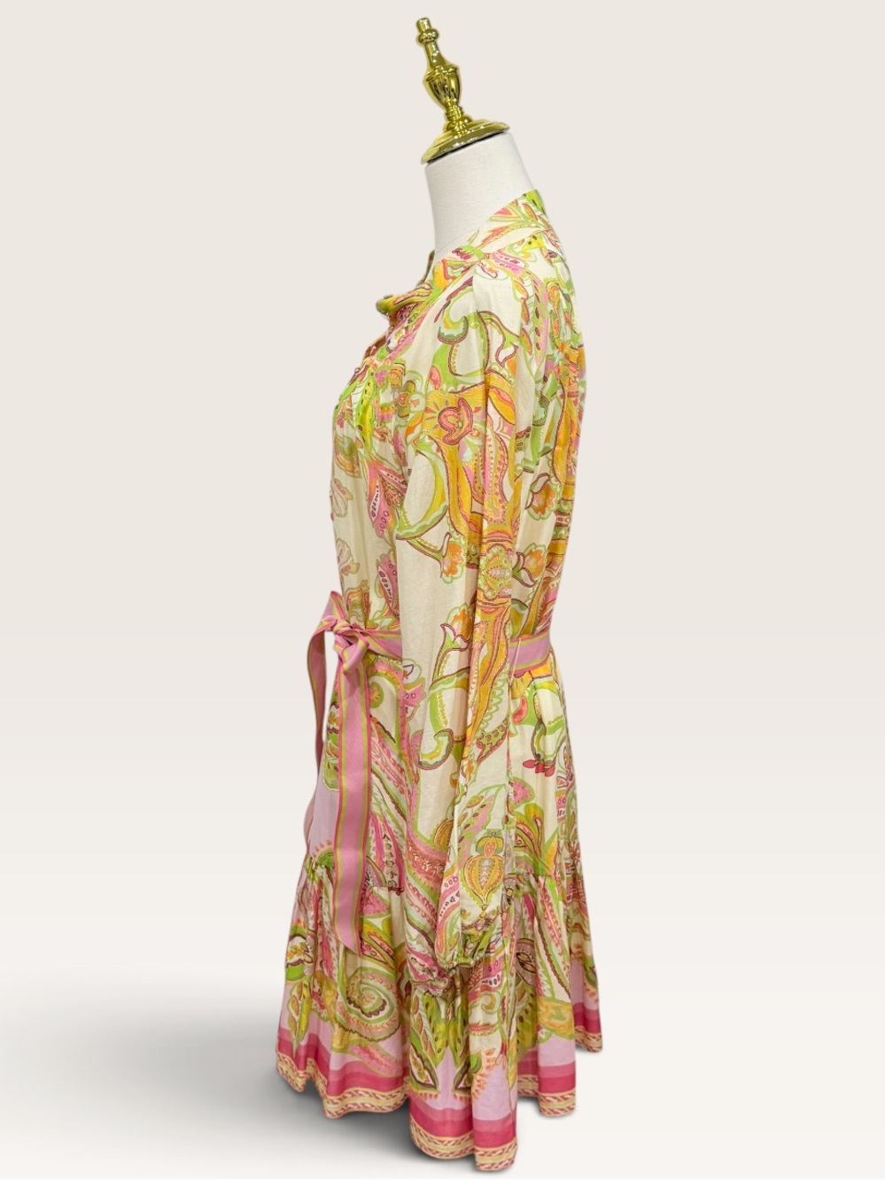 Antonio Melani Brynn Floral Mock Neck Long Sleeve Belted Dress Pink Green NWT - Picture 9 of 14